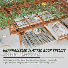 SRECELL 12x10 FT Outdoor Wood Pergola, Wooden Patio Pergola with Trellis Roof for Climbing Plants, Garden Arbor Gazebo for Patio Backyard Deck Shade Structure, Brown