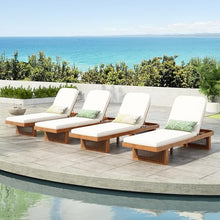 Merax Acacia Wood Chaise Lounge Chair Outdoor Set of 4