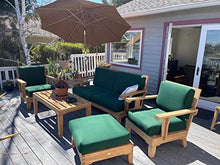 WholesaleTeak Caranas 5 Pc Sofa Set: Sofa, 2 Lounge Chairs, Ottoman & Coffee Table with Cushions in Outdoor Fabric #5446 Forest Green #125