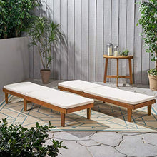Christopher Knight Home Madge Outdoor Chaise Lounge with Cushion Set of 2 Teak Finish Cream