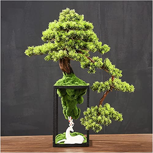 LSHAOBO Chinese Style Man-Made Yingbin Pine Bonsai 23-Inch Zen Micro-Landscape Decoration Porch TV Cabinet Home Decoration