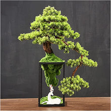 LSHAOBO Chinese Style Man-Made Yingbin Pine Bonsai 23-Inch Zen Micro-Landscape Decoration Porch TV Cabinet Home Decoration