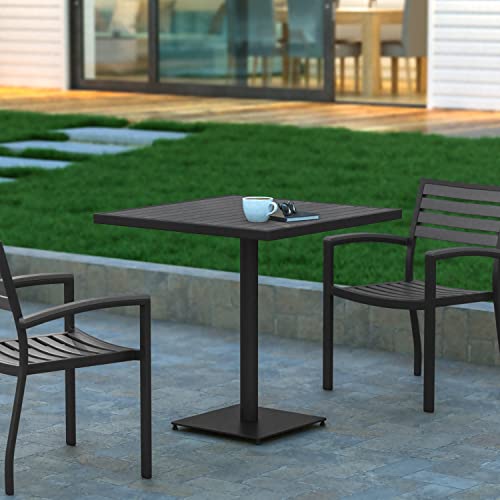 EMMA + OLIVER Gray Wash 30 in Square Indoor/Outdoor Patio Bistro Table