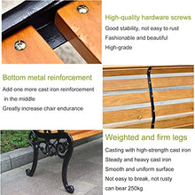 Doorhighpeak Garden Bench Park Porch Chair, Outdoor Weatherproof Cast Iron Courtyard Bench Hardwood Slat Seats, Patio Furniture Heavy Duty Metal Benches, for Deck Balcony Backyard Lawns