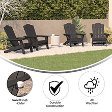 Flash Furniture Newport Adirondack Chairs with Cup Holders, Weather Resistant Poly Resin Adirondack Chairs, Set of 4, Gray
