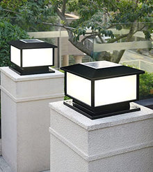 MOCIGERN 4-Colors Solar Post Cap Lights Aluminum Metal Pillar Lighting Remote Control Column Lamp for Garden Backyard Patio Yard Wall Stair Step Railing (Color : Black, Size : Width:50cm)