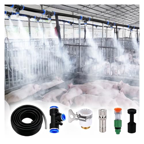ERRULAN Livestock Fence Mounted Misting System for Animal Welfare, Fog Spray Cooling Kit for Barn Heat Stress Reduction, Farm Irrigation & Outdoor