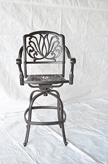 Patio Land Elizabeth Outdoor Patio 3 Swivel Barstools 30" H Dark Bronze with Sunbrella Sesame Cushions