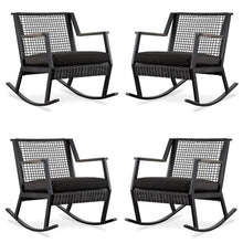 Home Square Aluminum Frame Patio Rocker Chair in Black Finish - Set of 4