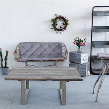 Parking Patio Seat 51.1 Inch Vintage Art Iron Bench Outdoor Balcony Leisure Chair with Cushion and Backrest, 2 Person Sofa Chair Made of Silver Metal for Indoor and Outdoor Seating Furniture for