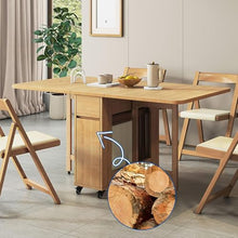 MATISUN Solid Wood Foldable Dining Table and Chair Set, Folding Dining Table with Chairs for Restaurant, Warehouse, Home, Kitchen, Garage (Wood,1.3m(4 Chairs))