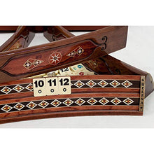 Helena Wood Art Wooden Mosaic Inlaid Oval Rummy Game Set Rose