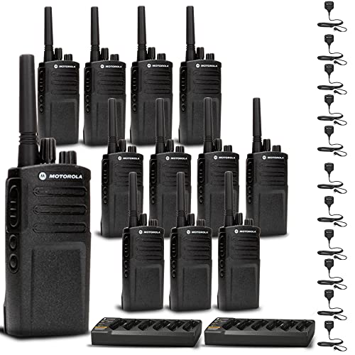 Motorola Solutions 2 x 6 Bank Charger + 12 x RMV2080 2-Way Radios + 12 x HKLN4606 Remote Speaker Mics Black