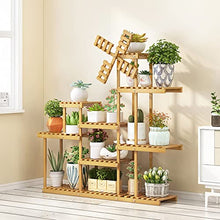 ZJDYDY Plant Stand, Bamboo Windmill Multi-Layer Flower Shelf Ladder, Storage Organizer Display Plant Rack, for Balcony Patio Garden Corner Living Room Study/Double/6 Tier