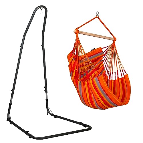 LA SIESTA® Medium Basic Domingo Hammock Chair & Steel Stand - Weatherproof, Hanging Hammock Chair with Stand - Indoor Outdoor Swinging Chair, Bedroom Porch Hammock Swing Chair with Stand - Toucan