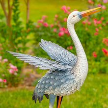Zaer Ltd. Set of 2 44" Tall Blue and White Metal Egret Garden Figurines