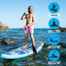 SereneLife Inflatable Stand Up Paddle Board 6 Inches Thick Ocean Blue