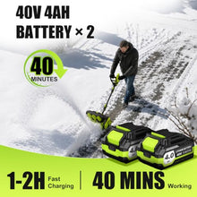Litekon 40V Brushless Cordless Snow Shovel, 15-Inch Electric Snow Blower with 2X 4.0Ah Batteries & Charger, Battery-Powered Snow Removal with 30FT Throw Distance for Patio, Deck, Driveway,Green