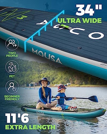 Mousa Extra Wide Inflatable Stand Up Paddle Board Gray-Blue
