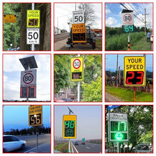 Radar Speed Sign, Vehicle Speed Detector Solar Radar Speed Sign Speed Detector Display Screen for Outdoor Road, 20"x27", Aluminum, with Accessories