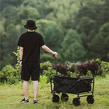 Garden Folding Trolley Portable Collapsible Outdoor Utility Wagon Picnic Camping Cart 80kg Max Load Push Wagon Sturdy Lightweight(Black)
