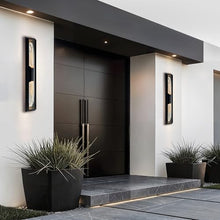 CWI Lighting Petra Integrated LED 44in Sand Black Outdoor Wall Light with Handcrafted Glass for Garage Door, Front Porch, Entryway