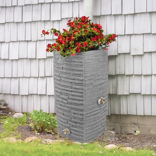Good Ideas Impressions Riverwalk 50 Gallon Rain Barrel Dark Granite 3 Pack