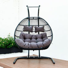 YuanDesign Folding Double Swing Chair w/Cushion