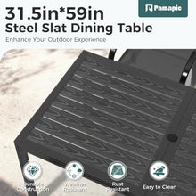 Pamapic Outdoor Dining Sets for 6, Rectangular Steel Slat Table with 6 Textilene Chairs, 7 Piece Patio Table and Chairs Set with Umbrella Hole for Patio, Backyard, Poolside (Black, No Umbrella)