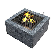 Fire Pit with BBQ Grill Shelf, for Garden Patio Outdoor, Fire Bowl Out of Steel with an Edging of Artificial Stone with Waterproof Cover
