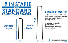 Sandbaggy 9 Inch Extra Long Landscape Staples (11 Gauge) - Heavy Duty Fabric Pins for Garden & Lawn - 10,000 Count