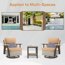 MeetLeisure Outdoor Swivel Rocker Patio Chairs Set of 2 with Matching Side Table - Wicker Patio Swivel Rocker Chairs Set of 2 with 360 Degree Swivel Base & Premium Camel Olefin Cushions