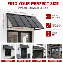 Awntech Houstonian Open-Side Fixed Awning, 104" W x 24" H x 24" D, Pewter