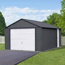 Arrow Storage Products 12' x 17' Murryhill Garage Galvanized Steel Extra Tall Walls Prefabricated Shed Storage Building, Flute Gray