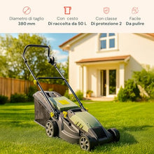 Avilia Electric Lawnmower with Induction - Adjustable 5 Cutting Heights, Cutting Diameter 380 mm, Speed 3000 RPM, 1600 W, 230 V, with 50 Litre Collection Basket, 143 x 105 x 55 cm