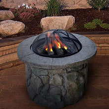 Outdoor Fire Pit Imitation Stone Garden Bonfire Pit, Party BBQ Cooking Fire Pit, Leisure Table for Backyard Terrace