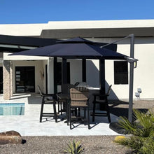 OROTLECT 132'' Square Double Top Cantilever TiltIng Umbrella With Base,Navy