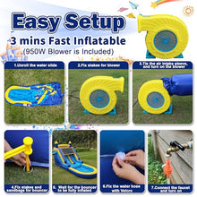 HXDOGSP Inflatable Water Slide Commercial Grade: Water Bounce House for Adults and Teenagers - Big Pool, Premium PVC, Wet & Dry, Blower Included - for Backyard Outdoor Birthday Party, Castle Style