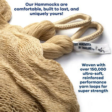 Handwoven Hammock by Yellow Leaf Hammocks - Family Size, Fits 2+ PPL, 550lb max - Weathersafe, Super Strong, Easy to Hang, Ultra Soft, Artisan Made - Color: Natural Khaki