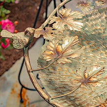 Zaer Ltd. Set of 3 Aged Copper Finish Parisian Birdbaths with Leaves and Butterflies or Birds on Edge (Set/3 with Birds)
