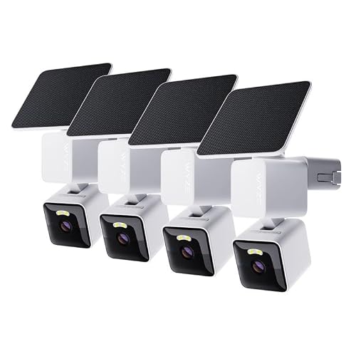 WYZE Solar Cam Pan, 2K Security Cameras Wireless Outdoor,（4-Pack）