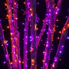 SHANJIA 2 Pack Upgrade Solar String Lights, 102M 1000LED Outdoor Light String with USB/8 Modes Waterproof for Trees Patio Fence Party Solar Christmas Light String (Purple+Orange)