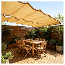 Retractable Roman Sail Shade, Slide Wire Wave Shade Sail Sun Shade Sail UV Resistant Sun Protection Wave Canopy Cover with Mounting Kit for Pergola, Porch, Terrace Garden(W1.3*L13m/W4.26*L42.65ft)