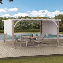 SummerCove Delrey 12 x 14 ft. Outdoor Patio White Steel Frame Pergola with Adjustable Canopy for Backyard and Garden Shade, Light Gray