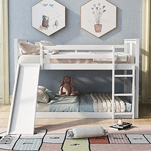 P PURLOVE Full Over Full Bunk Bed with Ladder and Slide White