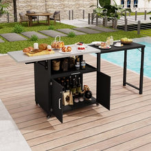 QUGURLID Versatile Outdoor Cabinet with Folding & Expandable Work Surfaces, Ample Storage Space, and Lockable Wheels