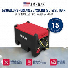 AM-TANK Portable Gas Fuel Tank, 58 Gal, Red/Black