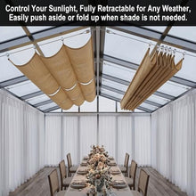 Retractable Roman Sail Shade, Slide Wire Wave Shade Sail Sun Shade Sail UV Resistant Sun Protection Wave Canopy Cover with Mounting Kit for Pergola, Porch, Terrace Garden(W1.5*L20m/W4.92*L65.62ft)