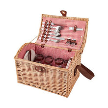 ASWRTYJO Rattan Basket Outdoor Camping Storage Box Picnic Dinner With Cover Portable With Tableware Wicker Picnic Basket