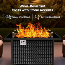 Ciays 43″ Propane Fire Pit with Glass Wind Guard, CSA-Listed 60,000 BTU Outdoor Gas Fire Pit Table, Tempered Glass Top, Glass Rocks,Lid, Adjustable Legs, Fire Table for Patio, Garden & Party, Black